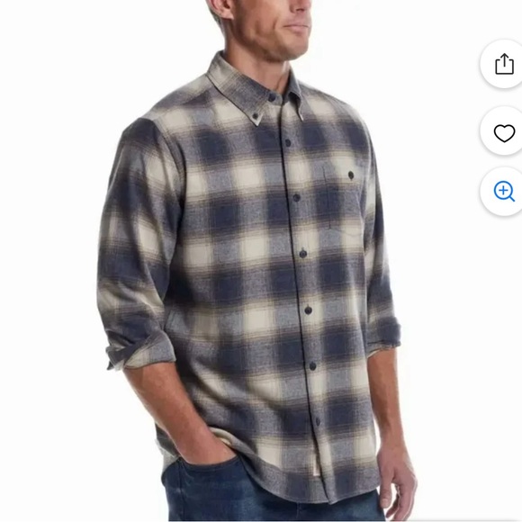 NWT Size M Weatherproof Navy and Cream Plaid Casual Shirt - Picture 2 of 6